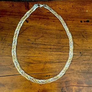 Tri-Colored Herringbone Braided Necklace